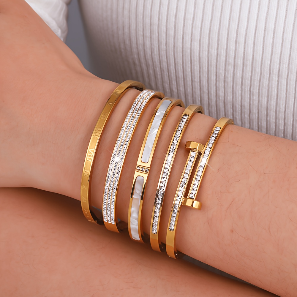 5pc Stylish Stainless Steel Bracelets Set for Women